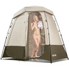 image:imageVEVOR Camping Shower Tent 2Room Portable Privacy Tent Changing Room with Shower Bag Ground Stakes Ropes Carry Bag and Support Poles 150D Oxford Fabric with Silver Coating for Camping FishingKhaki