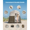 image:imageVEVOR Camping Shower Tent 2Room Portable Privacy Tent Changing Room with Shower Bag Ground Stakes Ropes Carry Bag and Support Poles 150D Oxford Fabric with Silver Coating for Camping FishingKhaki