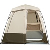 image:imageVEVOR Camping Shower Tent 2Room Portable Privacy Tent Changing Room with Shower Bag Ground Stakes Ropes Carry Bag and Support Poles 150D Oxford Fabric with Silver Coating for Camping FishingKhaki