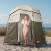 image:imageVEVOR Camping Shower Tent 2Room Portable Privacy Tent Changing Room with Shower Bag Ground Stakes Ropes Carry Bag and Support Poles 150D Oxford Fabric with Silver Coating for Camping FishingKhaki