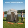 image:imageVEVOR Camping Shower Tent 2Room Portable Privacy Tent Changing Room with Shower Bag Ground Stakes Ropes Carry Bag and Support Poles 150D Oxford Fabric with Silver Coating for Camping FishingKhaki