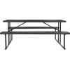image:imageVEVOR Foldable Picnic Table 6 FT Folding Picnic Tables with Benches Steel Outdoor Bench Set with Umbrella Hole Large Outside Dining Table for Patio Garden Yard Poolside Black