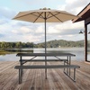 image:imageVEVOR Foldable Picnic Table 6 FT Folding Picnic Tables with Benches Steel Outdoor Bench Set with Umbrella Hole Large Outside Dining Table for Patio Garden Yard Poolside Black