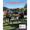 image:imageVEVOR Foldable Picnic Table 6 FT Folding Picnic Tables with Benches Steel Outdoor Bench Set with Umbrella Hole Large Outside Dining Table for Patio Garden Yard Poolside Black