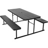 image:imageVEVOR Foldable Picnic Table 6 FT Folding Picnic Tables with Benches Steel Outdoor Bench Set with Umbrella Hole Large Outside Dining Table for Patio Garden Yard Poolside Black