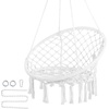 image:imageVEVOR Hanging Hammock Swing Chair Macram Hanging Chair with Cushion and Mounting Hardware Cotton Rope Swing Chair for Bedroom Balcony Patio Garden 264 lbs Capacity WhiteBasic style