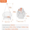 image:imageVEVOR Hanging Hammock Swing Chair Macram Hanging Chair with Cushion and Mounting Hardware Cotton Rope Swing Chair for Bedroom Balcony Patio Garden 264 lbs Capacity WhiteLuxury Style