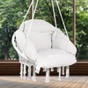 image:imageVEVOR Hanging Hammock Swing Chair Macram Hanging Chair with Cushion and Mounting Hardware Cotton Rope Swing Chair for Bedroom Balcony Patio Garden 264 lbs Capacity WhiteSide Cushion