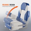 image:imageVEVOR High Back Boat Seat 2 Pack Folding Fishing Boat Seat with Thickened Sponge Cushion amp Waterproof PVC Leather Aluminum Alloy Hinges Flip Up for Boats Yachts Ships Black amp Grey2 pack BlueWhite