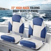 image:imageVEVOR High Back Boat Seat 2 Pack Folding Fishing Boat Seat with Thickened Sponge Cushion amp Waterproof PVC Leather Aluminum Alloy Hinges Flip Up for Boats Yachts Ships Black amp Grey2 pack BlueWhite