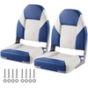 image:imageVEVOR High Back Boat Seat 2 Pack Folding Fishing Boat Seat with Thickened Sponge Cushion amp Waterproof PVC Leather Aluminum Alloy Hinges Flip Up for Boats Yachts Ships Black amp Grey2 pack BlueWhite