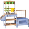 image:imageVEVOR Mud Kitchen Outdoor Mud Kitchen for Kids Wood Outdoor Play Kitchens with Spoons Sink Sunshade Canopy Swivel Wheels Cookware Pots and Accessories Wooden Play Kitchens for Home Lawn4173x1457x3917inch