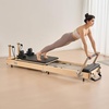 image:imageVEVOR Pilates Reformer Foldable Suitable for Intermediate and Beginners Users Pilates Equipment for Home Gym Studio Use with 4 Adjustable Resistance Spring Up to 400 LBSNatural wood color