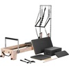 image:imageVEVOR Pilates Reformer Foldable Suitable for Intermediate and Beginners Users Pilates Equipment for Home Gym Studio Use with 4 Adjustable Resistance Spring Up to 400 LBSwood color
