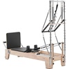 image:imageVEVOR Pilates Reformer Foldable Suitable for Intermediate and Beginners Users Pilates Equipment for Home Gym Studio Use with 4 Adjustable Resistance Spring Up to 400 LBSwood color