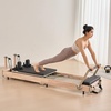 image:imageVEVOR Pilates Reformer Foldable Suitable for Intermediate and Beginners Users Pilates Equipment for Home Gym Studio Use with 4 Adjustable Resistance Spring Up to 400 LBSNatural wood color