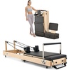 image:imageVEVOR Pilates Reformer Foldable Suitable for Intermediate and Beginners Users Pilates Equipment for Home Gym Studio Use with 4 Adjustable Resistance Spring Up to 400 LBSNatural wood color