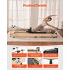 image:imageVEVOR Pilates Reformer Foldable Suitable for Intermediate and Beginners Users Pilates Equipment for Home Gym Studio Use with 4 Adjustable Resistance Spring Up to 400 LBSNatural wood color