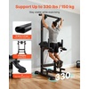 image:imageVEVOR Pull Up Bar 330 LBS Power Tower Dip Station Workout Dip Station with HShaped Stable Base amp Back Pad Adjustable 12 Level Height Free Standing Chin Up Bar for Back 4Level Adjustable Back Pad
