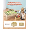 image:imageVEVOR Train Table 62 Multicolor Pieces Wooden Kids Activity Table with Large Storage Drawer 3in1 Wooden Train Set for Playing Drawing Reading Eating Creative Toy Set for Kids Ages 3Large Table  Storage Bag