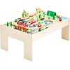 image:imageVEVOR Train Table 62 Multicolor Pieces Wooden Kids Activity Table with Large Storage Drawer 3in1 Wooden Train Set for Playing Drawing Reading Eating Creative Toy Set for Kids Ages 3Medium Table  Storage Bag