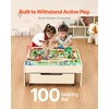 image:imageVEVOR Train Table 62 Multicolor Pieces Wooden Kids Activity Table with Large Storage Drawer 3in1 Wooden Train Set for Playing Drawing Reading Eating Creative Toy Set for Kids Ages 3Rolling Drawer
