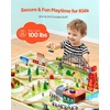 image:imageVEVOR Train Table 62 Multicolor Pieces Wooden Kids Activity Table with Large Storage Drawer 3in1 Wooden Train Set for Playing Drawing Reading Eating Creative Toy Set for Kids Ages 3Large Table  Storage Bag