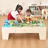 image:imageVEVOR Train Table 62 Multicolor Pieces Wooden Kids Activity Table with Large Storage Drawer 3in1 Wooden Train Set for Playing Drawing Reading Eating Creative Toy Set for Kids Ages 3Standard Drawer