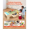image:imageVEVOR Train Table 62 Multicolor Pieces Wooden Kids Activity Table with Large Storage Drawer 3in1 Wooden Train Set for Playing Drawing Reading Eating Creative Toy Set for Kids Ages 3Standard Drawer