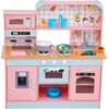 image:imageVEVOR Wooden Play Kitchen Toy Play Kitchen for Kids with Lights and Sounds Toddler Kitchen with Ice Maker Oven Sink Microwaves Fridge and Utensil and Fruit Accessory for Toddlers WhitePink