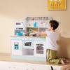 image:imageVEVOR Wooden Play Kitchen Toy Play Kitchen for Kids with Lights and Sounds Toddler Kitchen with Ice Maker Oven Sink Microwaves Fridge and Utensil and Fruit Accessory for Toddlers WhiteWhite