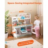 image:imageVEVOR Wooden Play Kitchen Toy Play Kitchen for Kids with Lights and Sounds Toddler Kitchen with Ice Maker Oven Sink Microwaves Fridge and Utensil and Fruit Accessory for Toddlers WhiteWhite