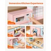 image:imageVEVOR Wooden Play Kitchen Toy Play Kitchen for Kids with Lights and Sounds Toddler Kitchen with Ice Maker Oven Sink Microwaves Fridge and Utensil and Fruit Accessory for Toddlers WhitePink