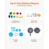 image:imageVEVOR Wooden Play Kitchen Toy Play Kitchen for Kids with Lights and Sounds Toddler Kitchen with Ice Maker Oven Sink Microwaves Fridge and Utensil and Fruit Accessory for Toddlers WhiteWhite