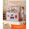 image:imageVEVOR Wooden Play Kitchen Toy Play Kitchen for Kids with Lights and Sounds Toddler Kitchen with Ice Maker Oven Sink Microwaves Fridge and Utensil and Fruit Accessory for Toddlers WhitePink