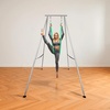 image:imageVEVOR Yoga Stand Frame 96 ft Aerial Silk Swing Stand Max 5512 lbs Load Capacity Triangular Structure with NonSlip Base amp EVA Foam 4Level Horizontal amp 6Level Vertical Adjustment Detachable Frame with 66Yard Yoga HammockSilverBlackSilverFrame