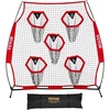 image:imageVEVOR 8 x 8 ft Football Trainer Throwing Net Training Throwing Target Practice Net with 6 Target Pockets Knotless Net Includes Straps and Portable Carry Case Improve QB Throwing AccuracyRed