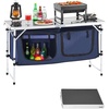 image:imageVEVOR Camping Kitchen Station 3 Adjustable Height Folding Outdoor Camp Cooking Table with Storage Organizer Quick Setup for Patio BBQ Picnic Glamping TravelingBlackblue