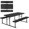 image:imageVEVOR Foldable Picnic Table 6 FT Folding Picnic Tables with Benches Steel Outdoor Bench Set with Umbrella Hole Large Outside Dining Table for Patio Garden Yard Poolside Black
