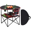 image:imageVEVOR Folding Camping Table Portable Outdoor Lightweight Picnic Table 600D Oxford Fabric Waterproof Canvas Travel Beach Tables with 4 Cup Holders Carry Bag for Tailgating Camping Picnic BlackBlack