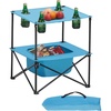 image:imageVEVOR Folding Camping Table Portable Outdoor Lightweight Picnic Table 600D Oxford Fabric Waterproof Canvas Travel Beach Tables with 4 Cup Holders Carry Bag for Tailgating Camping Picnic BlackBlue
