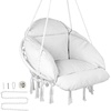 image:imageVEVOR Hanging Hammock Swing Chair Macram Hanging Chair with Cushion and Mounting Hardware Cotton Rope Swing Chair for Bedroom Balcony Patio Garden 264 lbs Capacity WhiteLuxury Style