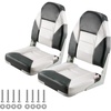 image:imageVEVOR High Back Boat Seat 2 Pack Folding Fishing Boat Seat with Thickened Sponge Cushion amp Waterproof PVC Leather Aluminum Alloy Hinges Flip Up for Boats Yachts Ships Black amp Grey2 pack BlackGrey