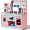 image:imageVEVOR Wooden Play Kitchen Toy Play Kitchen for Kids with Lights and Sounds Toddler Kitchen with Ice Maker Oven Sink Microwaves Fridge and Utensil and Fruit Accessory for Toddlers WhitePink
