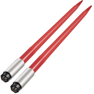 image:imageMophorn Pair Hay Spear 43 Bale Spear 3000 lbs Capacity Bale Spike Quick Attach Square Hay Bale Spears 1 34 Red Coated Bale Forks Bale Hay Spike with Hex Nut amp Sleeve for Buckets Tractors Loaders39