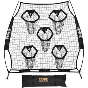 image:imageVEVOR 8 x 8 ft Football Trainer Throwing Net Training Throwing Target Practice Net with 6 Target Pockets Knotless Net Includes Straps and Portable Carry Case Improve QB Throwing AccuracyBlack
