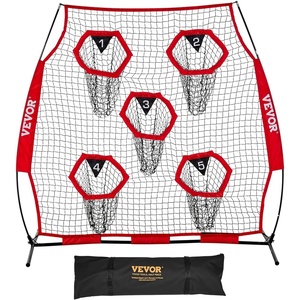 image:imageVEVOR 8 x 8 ft Football Trainer Throwing Net Training Throwing Target Practice Net with 6 Target Pockets Knotless Net Includes Straps and Portable Carry Case Improve QB Throwing AccuracyRed