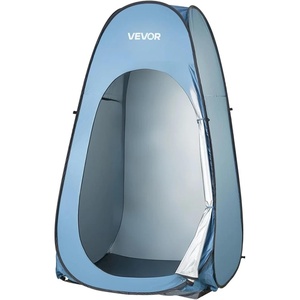 image:imageVEVOR Camping Shower Tent 2Room Portable Privacy Tent Changing Room with Shower Bag Ground Stakes Ropes Carry Bag and Support Poles 150D Oxford Fabric with Silver Coating for Camping FishingBlue