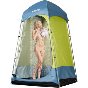 image:imageVEVOR Camping Shower Tent 2Room Portable Privacy Tent Changing Room with Shower Bag Ground Stakes Ropes Carry Bag and Support Poles 150D Oxford Fabric with Silver Coating for Camping FishingGreen  Blue