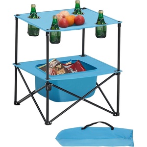 image:imageVEVOR Folding Camping Table Portable Outdoor Lightweight Picnic Table 600D Oxford Fabric Waterproof Canvas Travel Beach Tables with 4 Cup Holders Carry Bag for Tailgating Camping Picnic BlackBlue